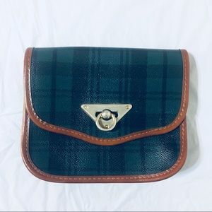 Vintage Faux Vegan Leather Plaid Clutch Purse